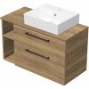INTEDOOR Kúpeľ.skriňa+umývadlo BEE, úchyt čierny, 100cm, regál vľavo dub Halifax