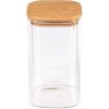 Sklenená dóza s bambusovým vekom, hranatá - transparent