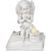 Dekorácia MagicHome, Modliaci anjelik na knihe, LED, polyresin, na hrob, 11,5x7,5x13,5 cm