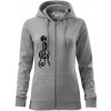 Husľový kľúč gitara - Mikina dámska trendy zipper s kapucňou - XL ( Tmavosivý melír )