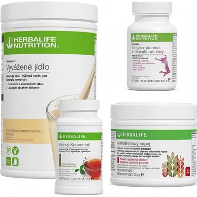 Herbalife Sada na optimálnu výživu s Thermojeticsem - Formula 1 koktail 750 g - Multivlákninový nápoj 204 g - Multivitamin Complex 90 tabliet - Thermojetics 50 g