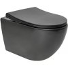 Závesná toaleta s doskou softclose VitrA S60 čierna mat zadný odpad 7510-083-6319