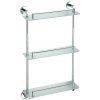 SAPHO - X-ROUND E sklenená polička trojitá s hrazdou 380x675x130, chróm XR608