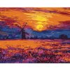 Diamondi Diamantové maľovanie FAREBNÝ ZÁPAD SLNKA A VETRNÝ MLYN 40 x 50 cm vypnuté plátno na rám