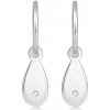 Šperky eshop - Diamantové náušnice zo striebra 925 - otvorený kruh, kvapka s briliantom, puzetky T09.08