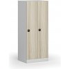 Šatníková skrinka S1 znížená, 2 oddiely, 1500 x 600 x 500 mm, demont, zámok s čítačkou RFID kariet, laminované dvere, dub prírodný