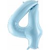 PartyDeco Fóliový balón číslo 4, 86cm light blue