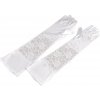 Dlhé spoločenské rukavice saténové s čipkou biela 1pár