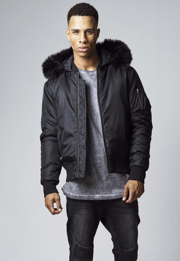 Urban Classics hooded Basic men bomber jacket black