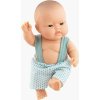Realistická panenka chlapeček Lucas v kalhotách s kšandami od firmy Paola Reina ze Španělska (Los Peques 21 cm - balené v sáčku)