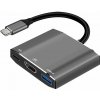 HUB rozbočovač Adapter Hub 3v1 USB C Art Oem-C17 Silver