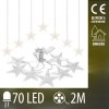 Vianočná led svetelná záclona vonkajšia - hviezdy - 70led - 2m teplá biela