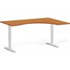 Ergonomický výškovo nastaviteľný stôl, 160x120 cm, 2 motory, L/P, biela podnož, čerešňa