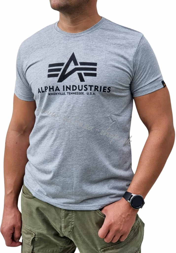 Alpha Industries Basic T-Shirt grey tričko pánske šedé