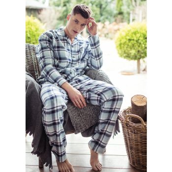 Key 461 pánské pyžamo dlouhé propínací flanel modré od 37,9 € - Heureka.sk