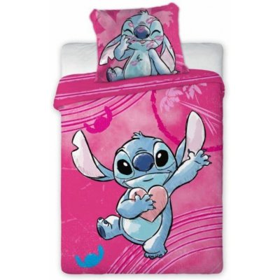 Obliečky Disney Lilo and Stitch ružové do postieľky 135x100 40x60 Faro