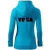Yoga nápis - Mikina dámska trendy zipper s kapucňou - L ( Svetlý tyrkys )
