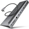 AXAGON HMC-4KX3 USB 5Gbps hub, 3x USB-A, 2x HDMI, DP, RJ-45, SD/microSD, audio, PD 100W, kabel 40cm