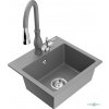 MEXEN/S MEXEN/S - Milo granitový drez 1-miska vrátane batérie Savita, šedá 6505-71-672601-71