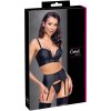 Vrchná súprava s kamienkami na zips L - Cottelli Corset Top Suspender Set Matte Look 2251450
