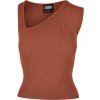 Ladies Rib Knit Asymmetric Top - terracotta 4XL