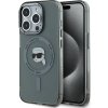 Karl Lagerfeld IML Karl Head Metal Frame MagSafe Zadní Kryt pro iPhone 15 Pro Black KLHMP15LHLSKIK