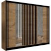 | Šatníková skriňa so zrkadlom SANTINO 250x215 cm dub craft/čierna | MT0116