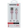 Swissten 71521205 USB / USB-C TEXTILE, 1,2m, růžový