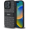 Zadný kryt DKNY PU Leather Repeat Pattern Tonal Stripe pre iPhone 16 Pro Max Black
