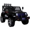 Terénne elektrické autíčko Megacar Jeep S2388, SD, FM rádio, Bluetooth, EVA kolesá, kožené sedadlo, LED svetlá, dvojmiestne, 4x4, 4x45W, 12V 10Ah, čierny