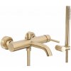 Rea Lungo, nástenná vaňová batéria s ručnou sprchovou sadou, zlatá matná, REA-B8010