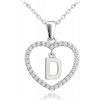 Strieborný náhrdelník písmeno v srdci 