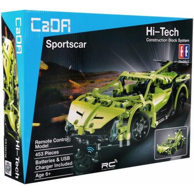 CaDA Technic EE R/C- technická stavebnica Sportscar na diaľkové ovládanie 453 dielov zelená