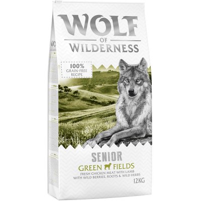 Výhodné balenie 2 x 12 kg Wolf of Wilderness - Senior - Green Fields - jahňacie