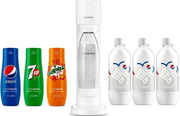 SodaStream Gaia White + 3x lahev + MIRINDA,PEPSI,7UP