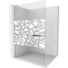 Mexen Kioto+ L, sprchová zástena Walk-In s poličkou a vešiakom 70 x 200 cm, 8mm číre sklo biely vzor, chrómový profil, 800-070-123-01-85