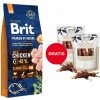 BRIT Premium By Nature Senior Small Medium S+M Chicken 15 kg + WOOLF Chicken And Rawhide Twister 2 x 100 g sušená koža obalená kuracím mäsom ZADARMO