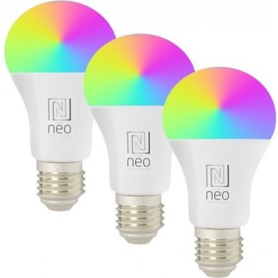 IMMAX NEO SMART sada 3x žárovka LED E27 11W RGB+CCT barevná a biela , stmívatelná, Zigbee, TUYA