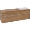 VILLEROY & BOCH Collaro závesná skrinka pod umývadlo na dosku (umývadlo vpravo), 4 zásuvky, s LED osvetlením, 1600 x 500 x 548 mm, Oak Kansas, C122B0RH