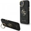 Guess PU 4G Metal Logo Stand Camera Frame zadný kryt pre iPhone 13 Black