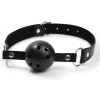 Shots Ouch! Black & White Breathable Ball Gag, roubík s otvormi na dýchanie