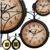 Nástenné hodiny RETOO obojstranné hnedé kovové vintage okrúhle 14,5 cm