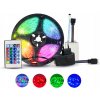 BERGE - 5m LED pásik RGB Sada – 4.8W, 60xSMD, 8mm, IP65, 12V DC – RGB (diaľkové ovládanie + adaptér v sade)