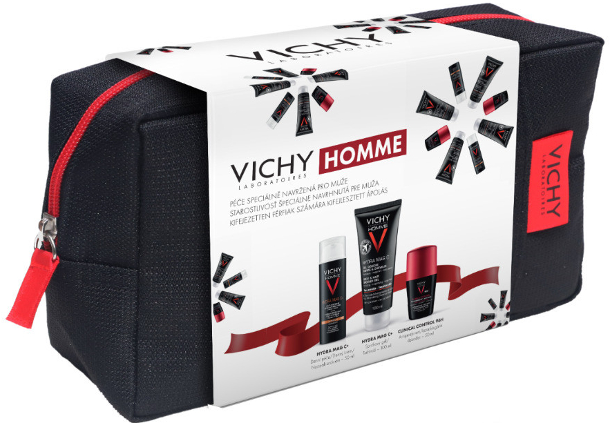 VICHY HOMME XMAS 2023 hydratačný krém 50 ml + sprchový gél 100 ml + roll-on antiperspirant 50 ml