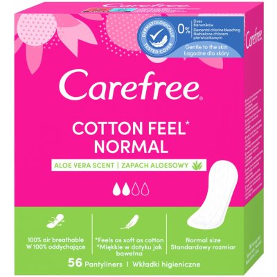 Kenvue Slipové vložky Intímky Carefree Cotton Aloe vera 56 ks