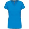 Kariban Tričko K381 s výstřihem do V, krátký rukáv, dámské COT20K381i4302-tropical bl M Modrá tropical