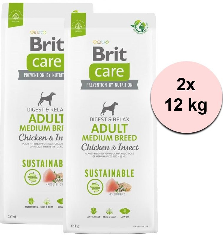 Brit Care Sustainable Adult Medium Breed Chicken & Insect 2 x 12 kg