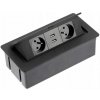 Elektrická zásuvka GTV do dosky 4x s uzemnením, 2x USB, čierna