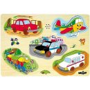 Drevená hračka Woody Muzikálne puzzle Dopravné prostriedky
