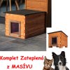 MKSTOR Drevená Búda pre Psa, Mačku z Masívu, komplet zateplená, 57x44x41cm, hnedá